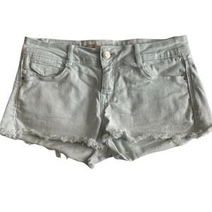 Zara Trafaluc Light Wash Fray Hem Denim Shorts